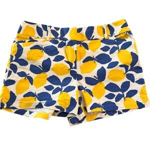 Ann Taylor Loft Women The Riviera Shorts Chino Lemon Print Sz 10 Blue Yellow